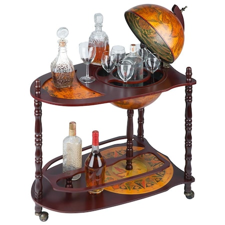 Design Toscano Old World Extended Shelf Italian Replica Globe Bar Cart SJ33035